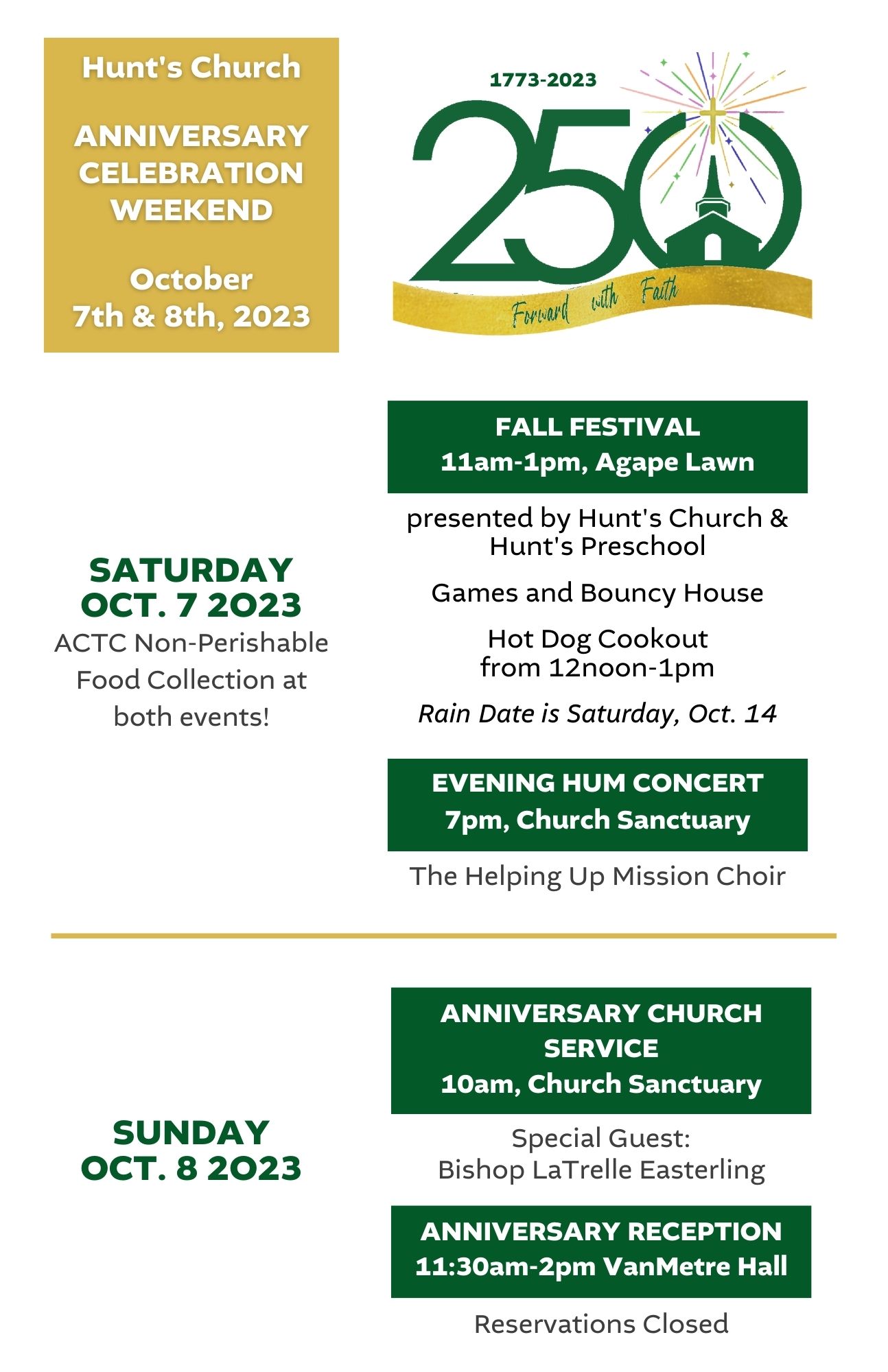 Oct Weekend Schedule